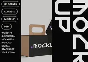 Wide Low Carry Handle Box Mockup
