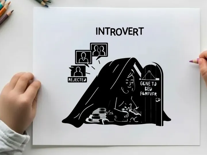 Silhouette of introvert character under a blanket alone forever