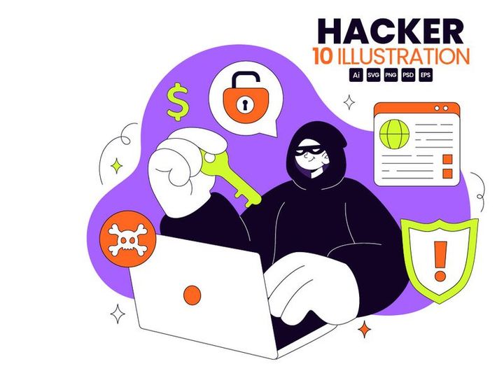 10 Hacker Digital Crime Illustration
