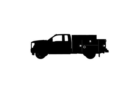 Silhouette of a utility truck with a large storage compartment