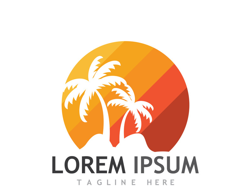 Summer palm tree logo design.