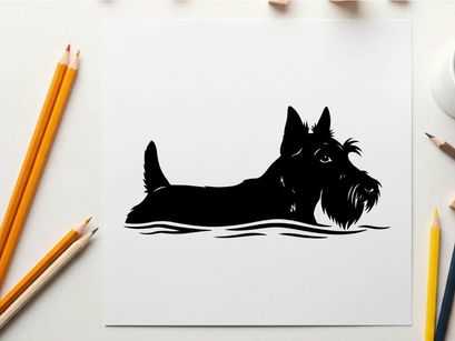 Silhouette of a scottish terrier dog breed portrait