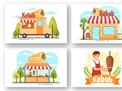 10 Kebab Food Illustration