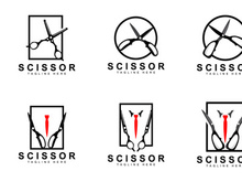 Scissors Logo Design, Barbershop Shaver Vector, Babershop Scissors Brand Illustration