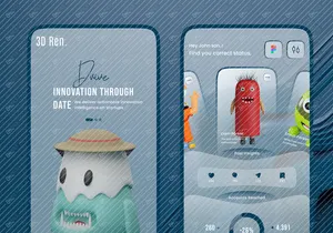 Konsep UI Wawasan Postingan 3D Render
