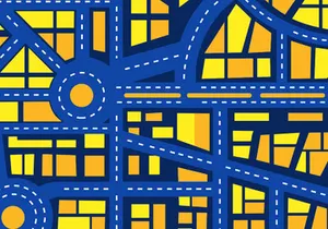 City map set seamless pattern