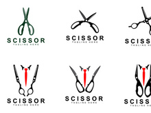 Scissors Logo Design, Barbershop Shaver Vector