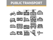 Public Transport Vector Line Icons Set