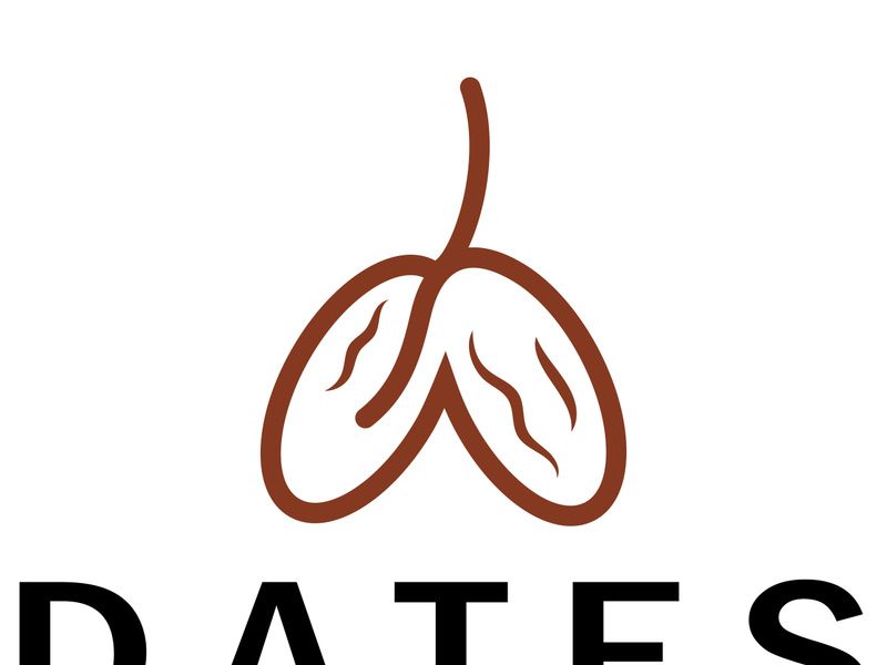 Date palm fruit plant logo design with leaves,seeds and date palm tree isolated background exotic organic plant.