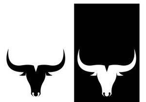 Retro vintage bull head horns logo.