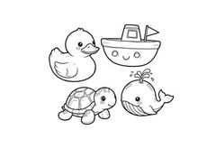 Cute sea animals set flat design vector illustration