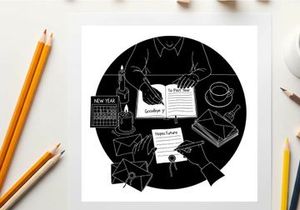 Silhouette of a person reading a book at a desk with stationery