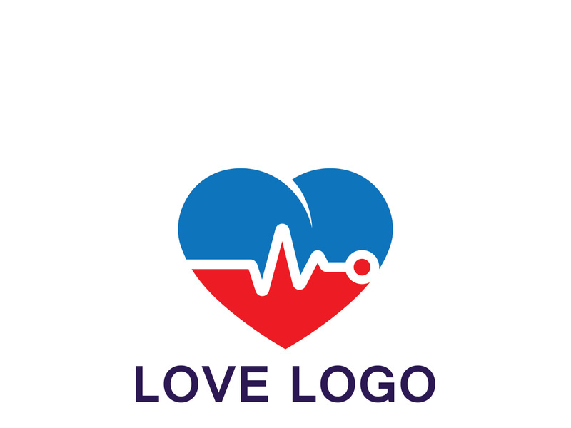 Love with Medical Pulse logo concept. Health love Creative Logo vector template