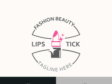 Lipstick logo design for makeup fashion shop and beauty vector cosmetic design template