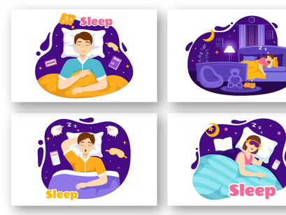 13 Sleep and Sweet Dreams Vector Illustration