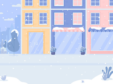 Covered with snow street flat color vector illustration preview picture