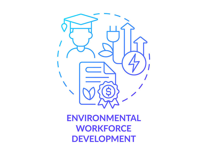 Environmental workforce development blue gradient concept icon