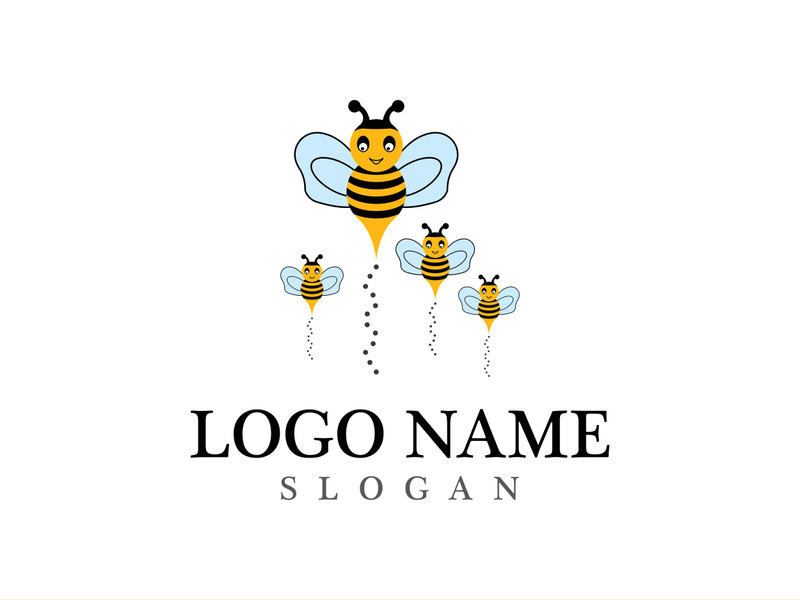 Bee logo vector icon illustration design