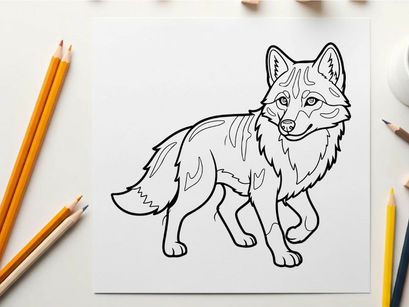 Gray wolf walking vector illustration flat design