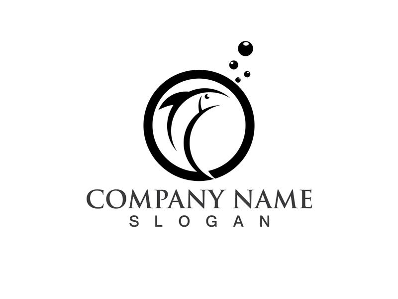 Fish jump logo animal vector