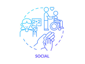 Social occupation blue gradient concept icon preview picture