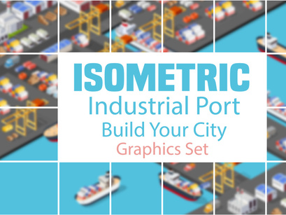 Isometric port cargo ship cargo