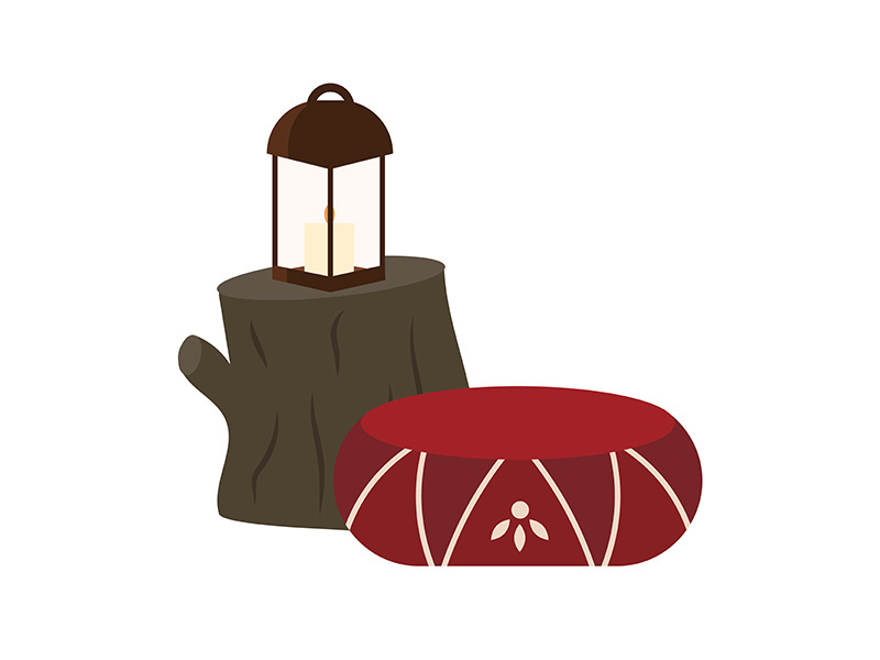 Cozy accessories for camping semi flat color vector object
