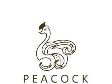Peacock logo line art elegant concept icon design template flat vector illustration preview picture