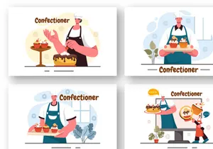 9 Confectioner Vector Illustration