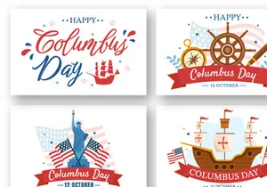 17 Happy Columbus Day National Holiday Illustration