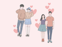 Portrait Couple, Relationship, Girl, Boy Illustration