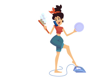 Housewife flat cartoon vector illustration preview picture