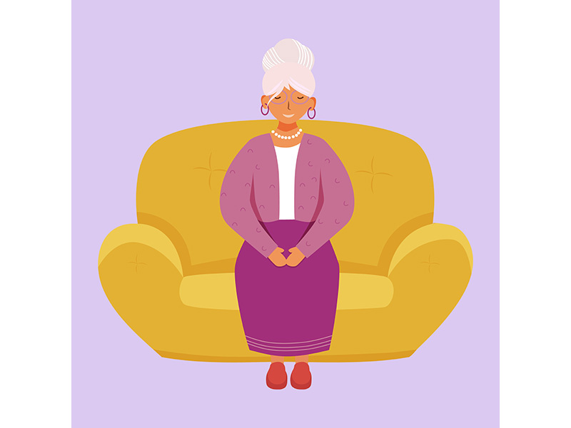 Smiling senior woman flat vector illustration