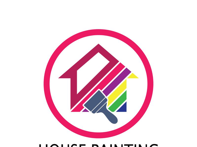 logo icon illustration house paint with a blend of brushes and rollers for house wall paint design, minimalist house, painting, interior, building, property business, wallpaper, vector concept