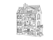 Dollhouse interior cross section vector illustration flat design