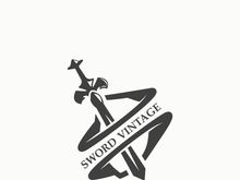 Sword vintage logo design. illustration sword element, can be used as logotype, icon, template coat of arms concept