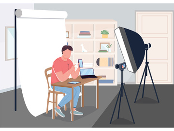 Making devices review flat color vector illustration preview picture
