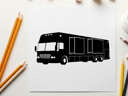 Silhouette of a large tour bus vehicle