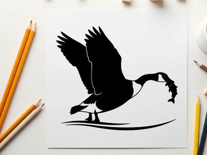Silhouette of a bird catching a fish in mid air