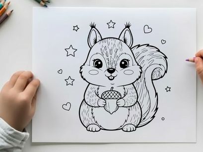 Cute squirrel holding ice cream vector illustration
