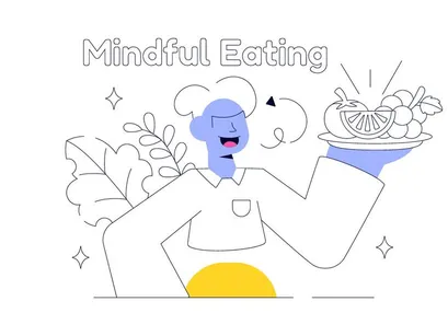 10 Mindful Eating Vector Illustration