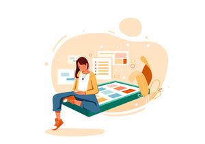 Girl launching her own application Illustration