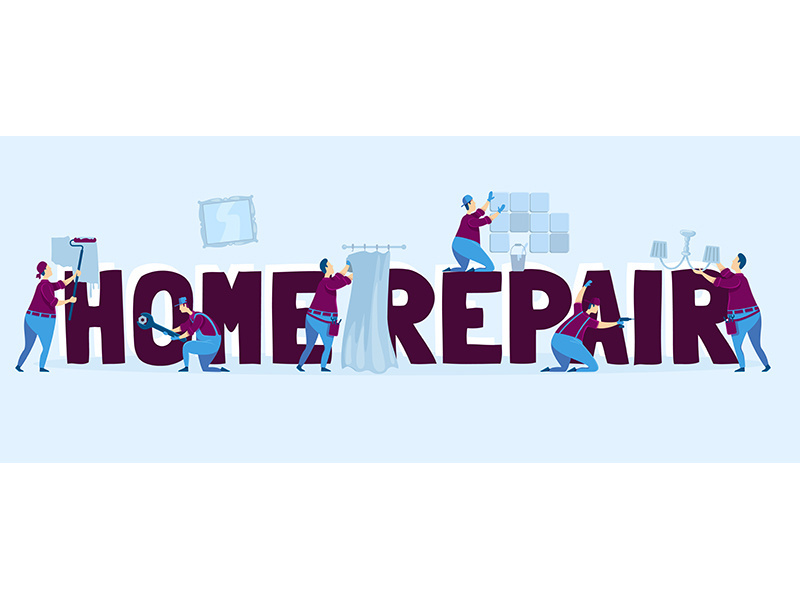 Home repair word concepts flat color vector banner