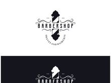 Barbershop logo vintage, retro, haircut, shaving, with scissors, shaving pole, comb, razor. for business, emblems, labels, barber shops, badges.