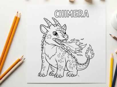 Mythical chimera monster roaring fantasy vector illustration