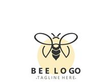 Bee logo animal design. your business honey production template design