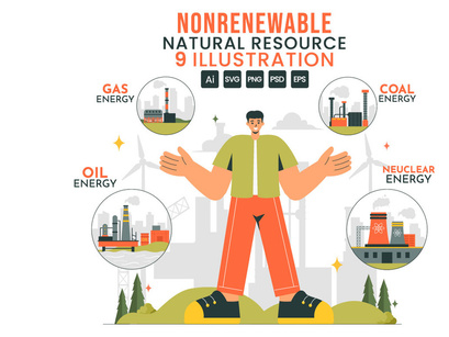 9 Nonrenewable Natural Resources Illustration