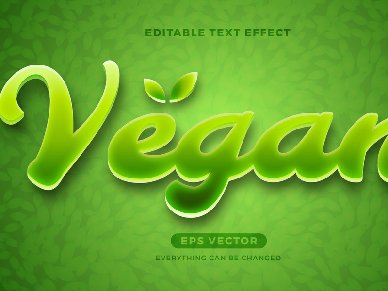 Vegan editable text effect style vector