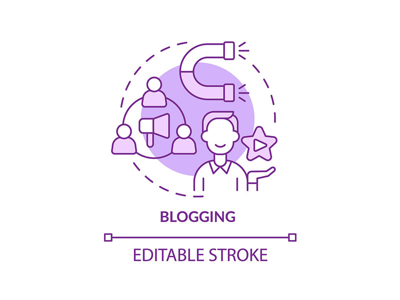 Blogging purple concept icon