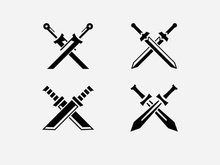 Crossed swords vector icon illustration